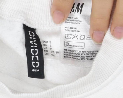 Unisex Adults UK Size 10 H&M White Pullover Sweatshirt