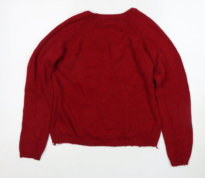 Womens UK Size S Isle Essentials Red Pullover Jumper