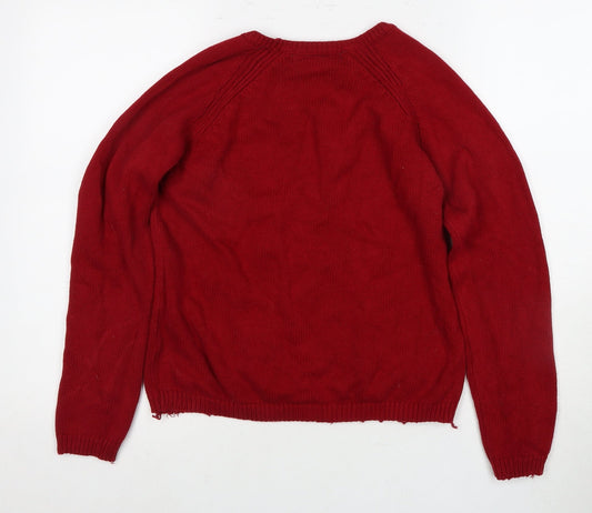 Womens UK Size S Isle Essentials Red Pullover Jumper