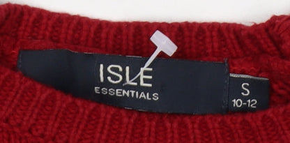 Womens UK Size S Isle Essentials Red Pullover Jumper