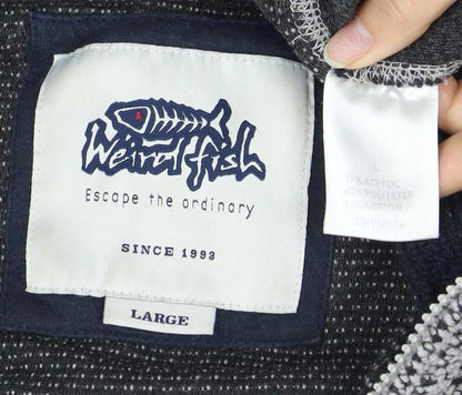 Weird Fish Grey Full Zip Knit Sweatshirt Large