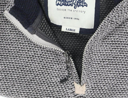 Weird Fish Grey Full Zip Knit Sweatshirt Large