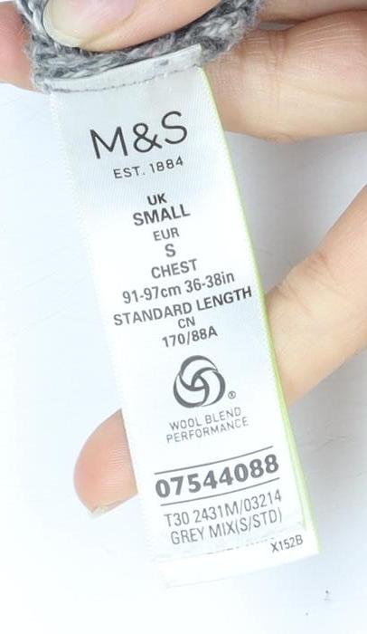 Marks and Spencer Men's Grey Pullover Jumper S