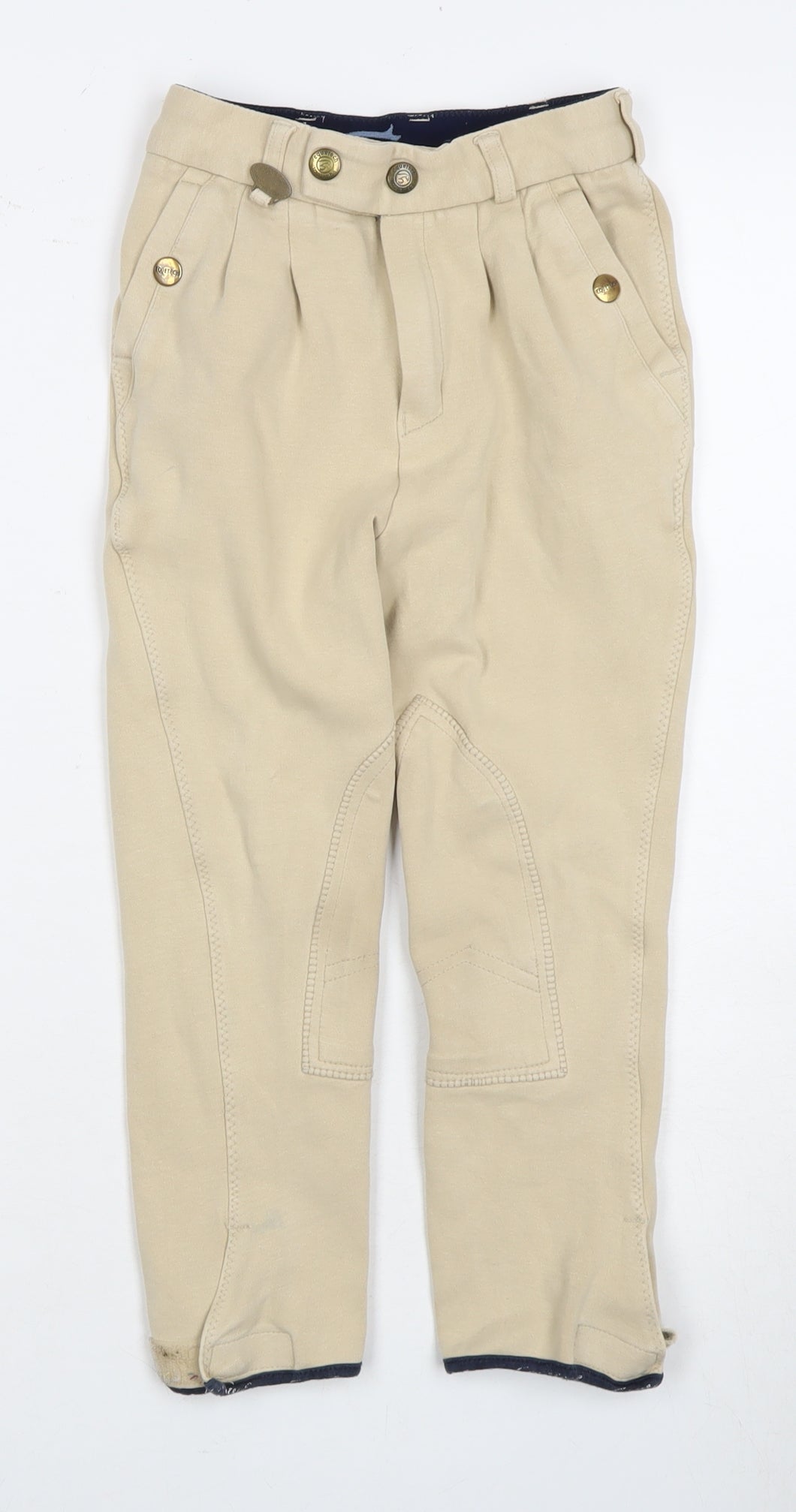 Equetech Boys Beige Cotton Trousers Size 22 with Button Closure