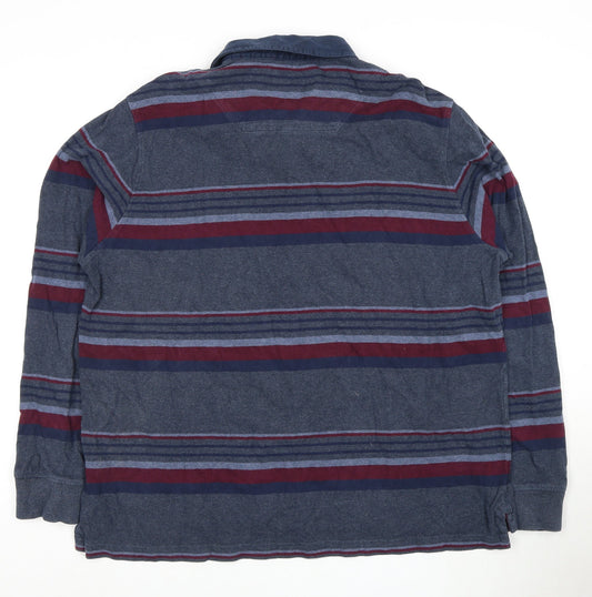 Marks and Spencer Men's Blue XL Striped Polo Shirt