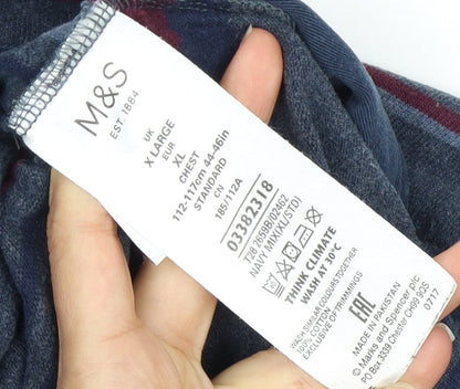 Marks and Spencer Men's Blue XL Striped Polo Shirt