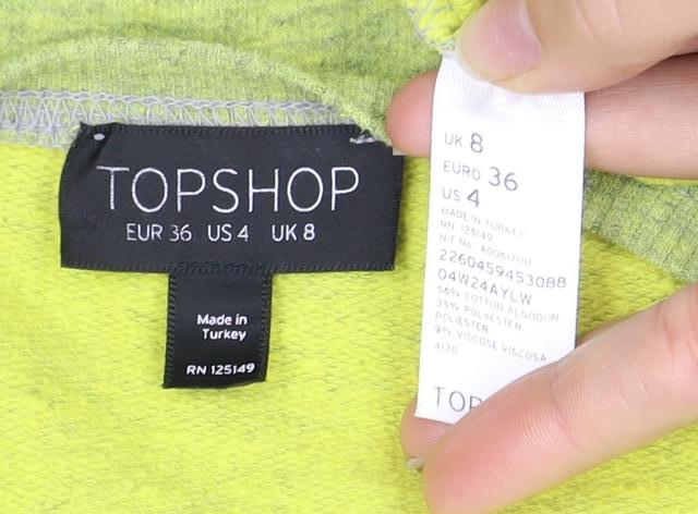 Topshop Women's Green Crew Neck Sweatshirt, Size 8