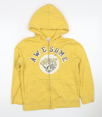 GAP Kids Yellow Full Zip Hoodie, Boys, Large, Cotton Blend