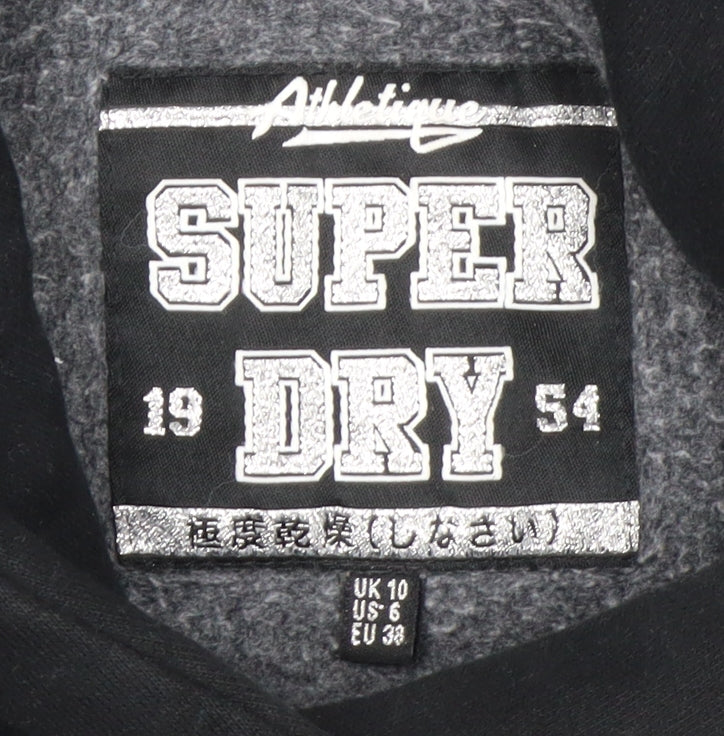 Superdry Women's Black Pullover Hoodie UK 10 Cotton Blend