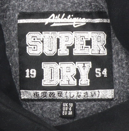 Superdry Women's Black Pullover Hoodie UK 10 Cotton Blend