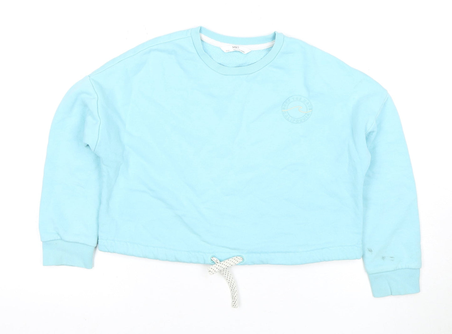 Marks and Spencer Girls Blue Sweatshirt, Size 9 Years, Crew Neck