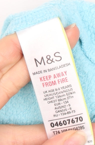 Marks and Spencer Girls Blue Sweatshirt, Size 9 Years, Crew Neck