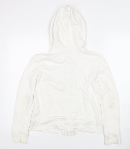 GAP Girls White Full Zip Hoodie - Size 14-16 Years, Logo Accent