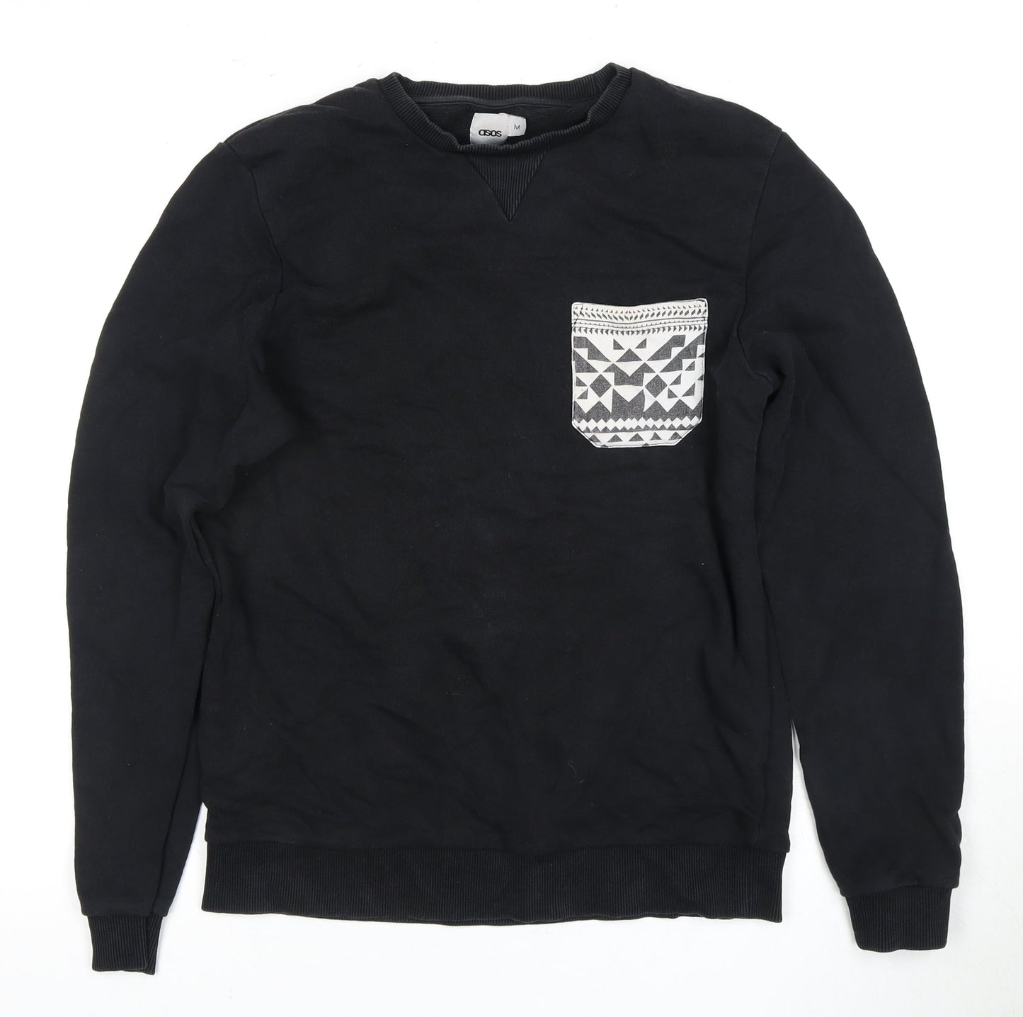 Mens UK Size M ASOS Black Pullover Sweatshirt