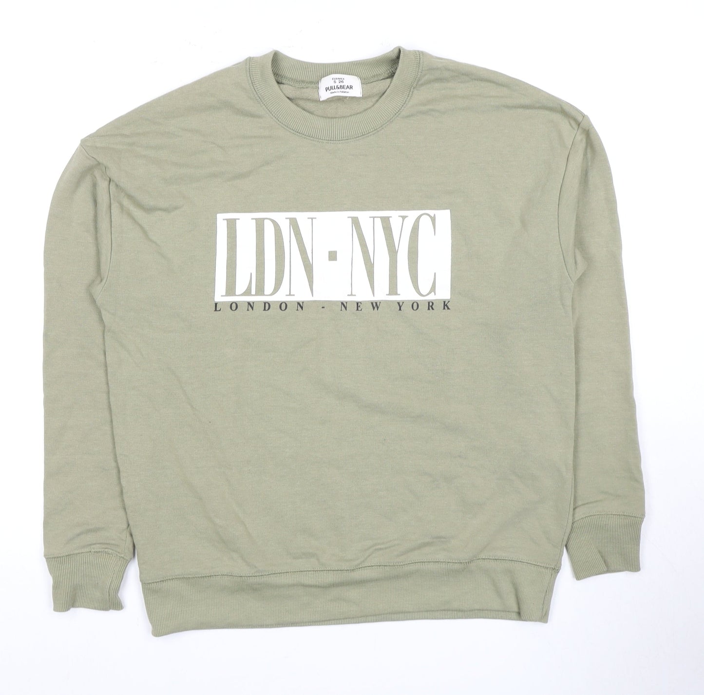Mens UK Size S Pull&Bear Green Pullover Sweatshirt