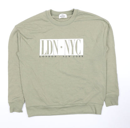 Mens UK Size S Pull&Bear Green Pullover Sweatshirt