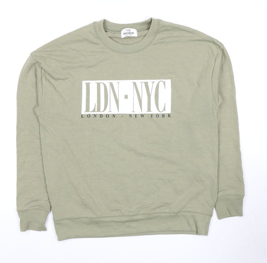Mens UK Size S Pull&Bear Green Pullover Sweatshirt