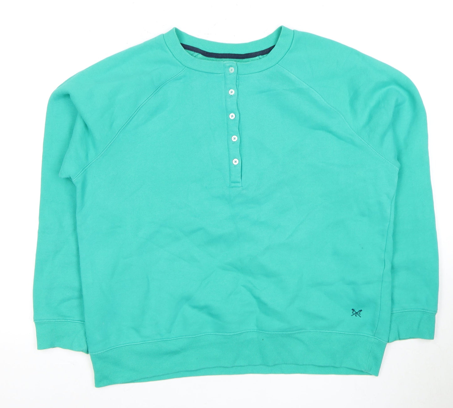 Mens UK Size 16 Crew Clothing Company Green Henley Sweatshirt