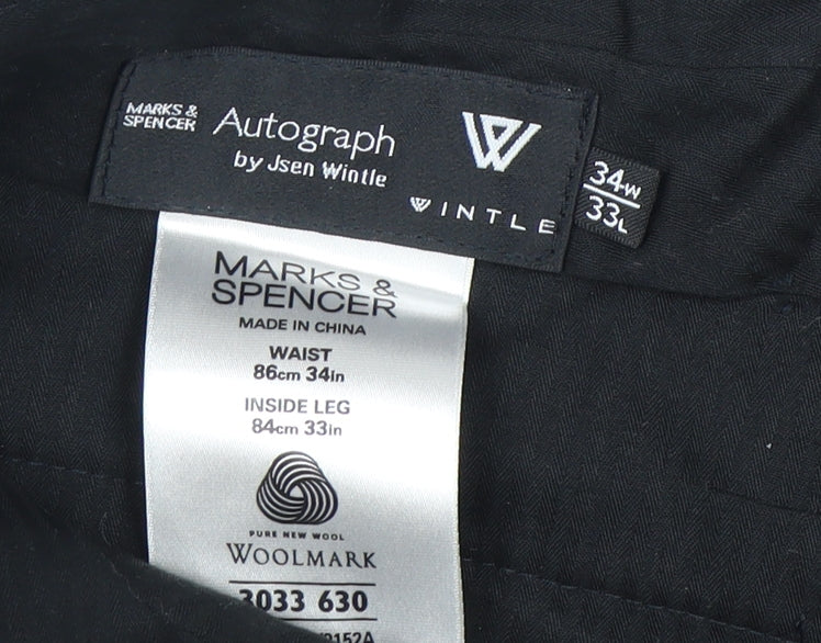 Marks and Spencer Men's Black Dress Pants 34 Regular