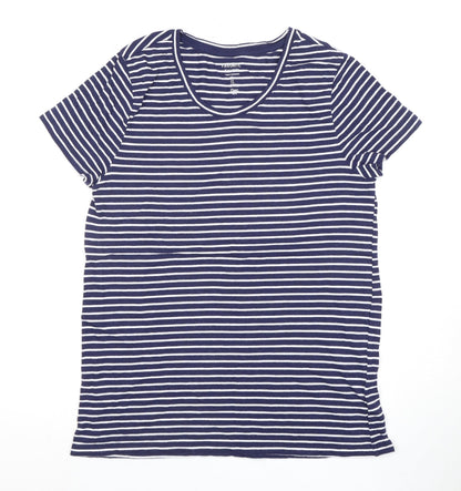 Gap Women's Blue Striped T-Shirt, L, Casual Classic