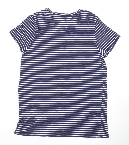 Gap Women's Blue Striped T-Shirt, L, Casual Classic