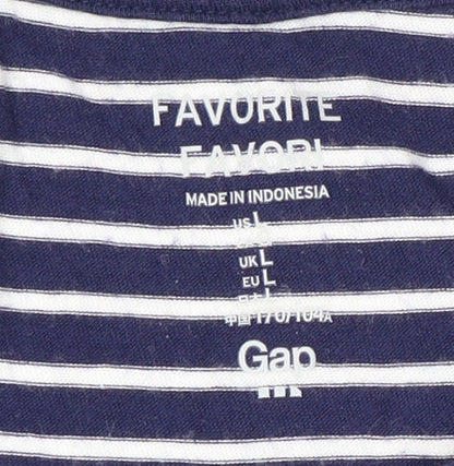 Gap Women's Blue Striped T-Shirt, L, Casual Classic