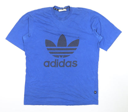 Adidas Men's Blue Graphic Logo T-Shirt