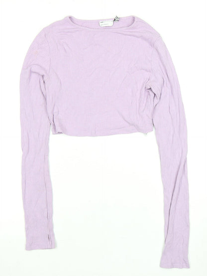 Womens UK Size 10 ASOS Purple Cropped T-Shirt