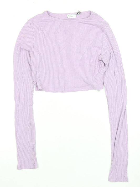Womens UK Size 10 ASOS Purple Cropped T-Shirt