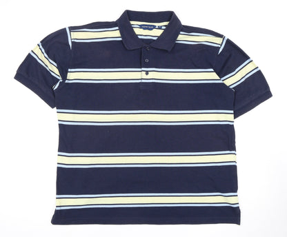 Hunter Scott Men's Navy Striped Polo XL Classic Fit
