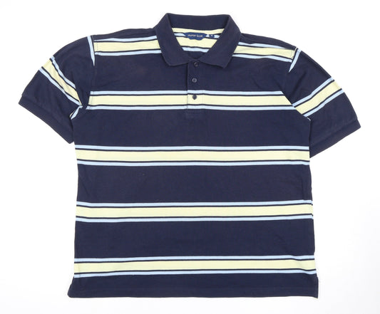 Hunter Scott Men's Navy Striped Polo XL Classic Fit