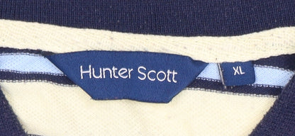 Hunter Scott Men's Navy Striped Polo XL Classic Fit