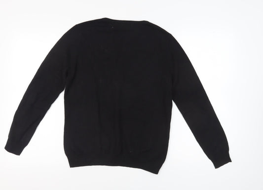 WoolOvers Men's Black Cotton Cashmere Pullover Jumper M