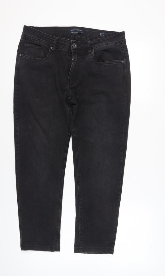 Mens UK Size 32 Tokyo Laundry Slim Fit Straight Black Jeans