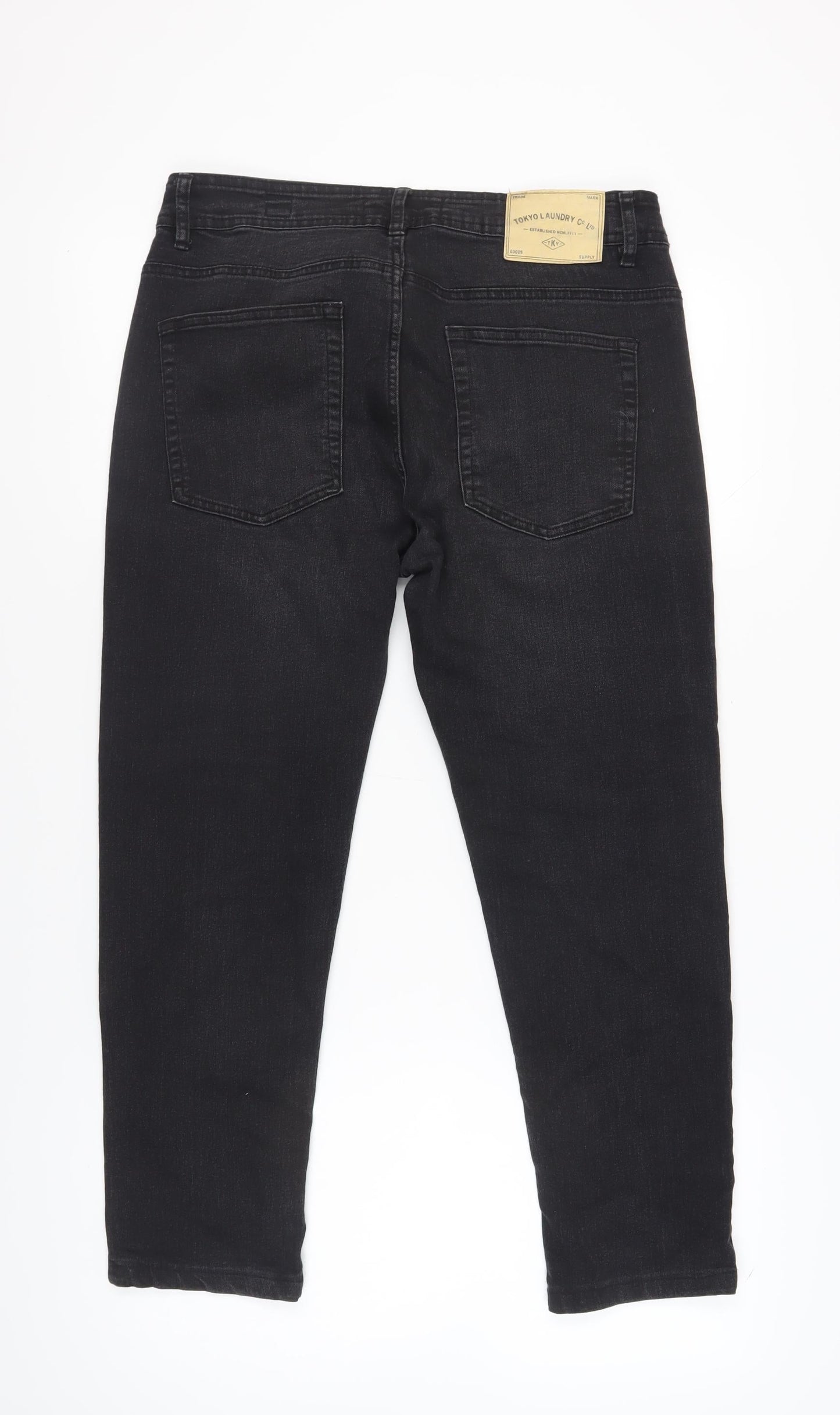 Mens UK Size 32 Tokyo Laundry Slim Fit Straight Black Jeans