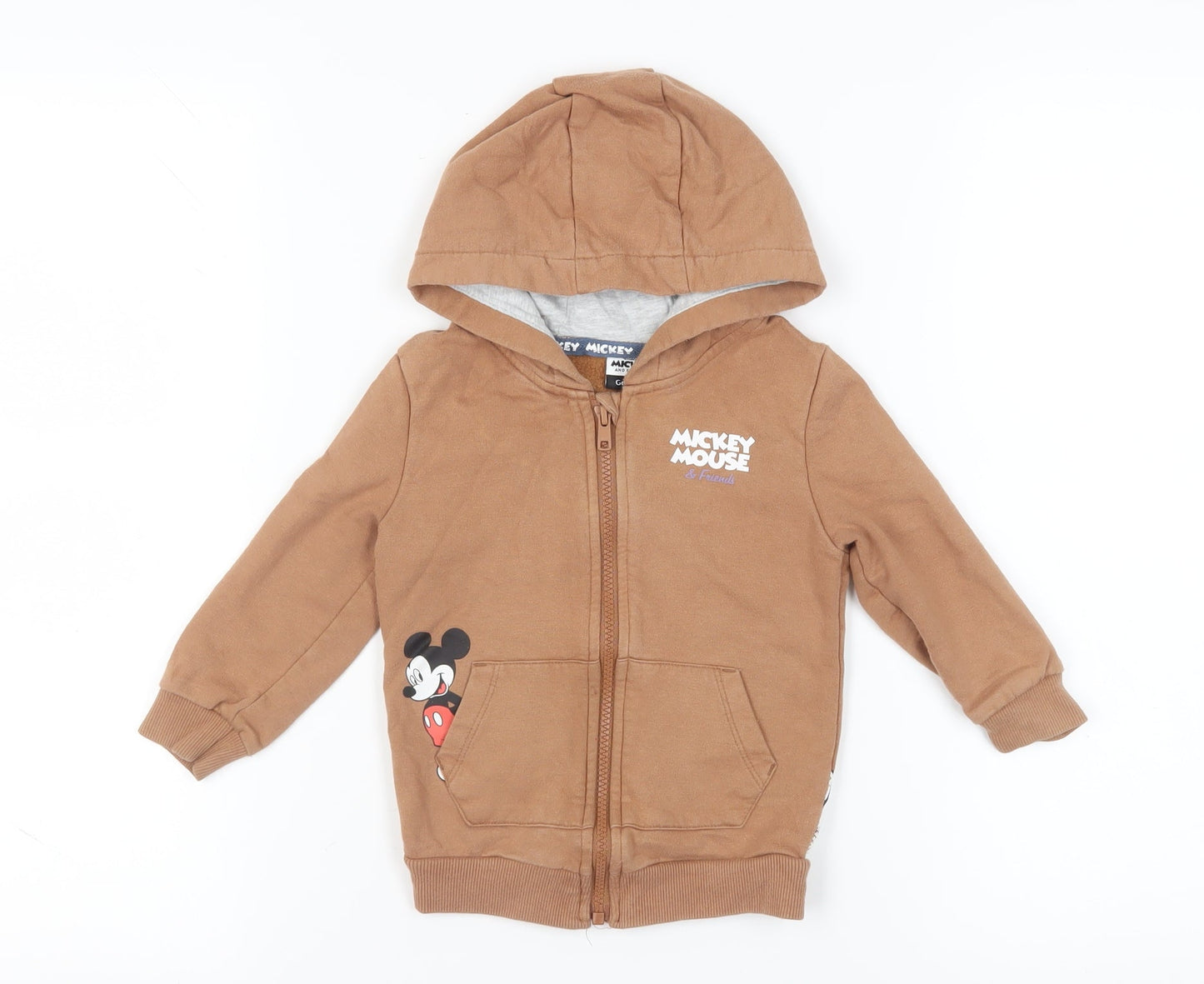 George Boys Brown Mickey Mouse Full Zip Hoodie 2-3 Years
