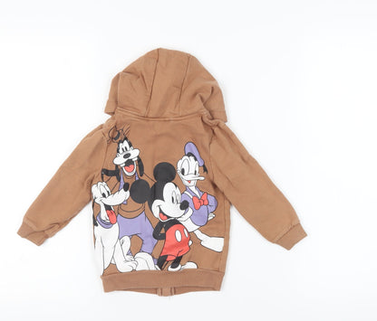 George Boys Brown Mickey Mouse Full Zip Hoodie 2-3 Years