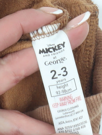 George Boys Brown Mickey Mouse Full Zip Hoodie 2-3 Years
