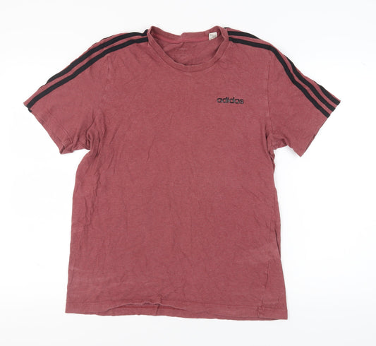 Adidas Men's Red L T-Shirt Crew Neck Short Sleeve