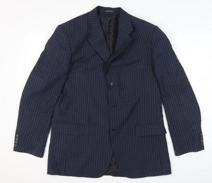 AL ZOUZOU Men's Blue Striped Suit Jacket Size 42