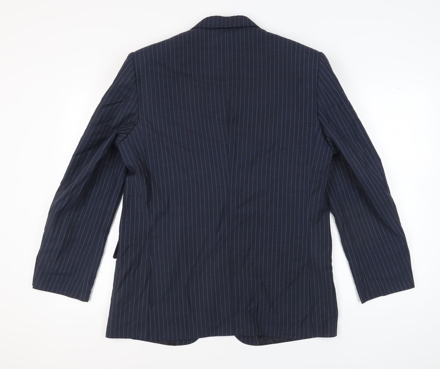 AL ZOUZOU Men's Blue Striped Suit Jacket Size 42