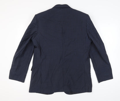AL ZOUZOU Men's Blue Striped Suit Jacket Size 42