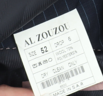 AL ZOUZOU Men's Blue Striped Suit Jacket Size 42