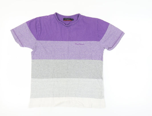 Pierre Cardin Men's Purple Colourblock T-Shirt, Size S
