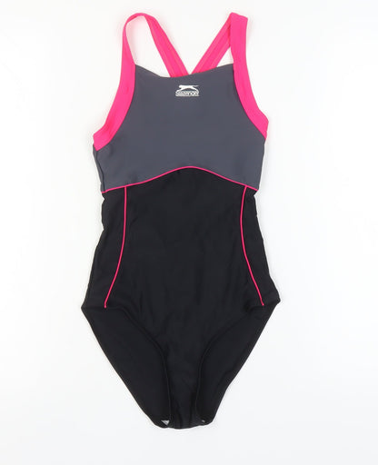 Slazenger Women's Black One Piece Swimsuit, Size 6, Stretchy