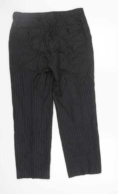 Austin Reed Men's Black Wool Striped Trousers 34S