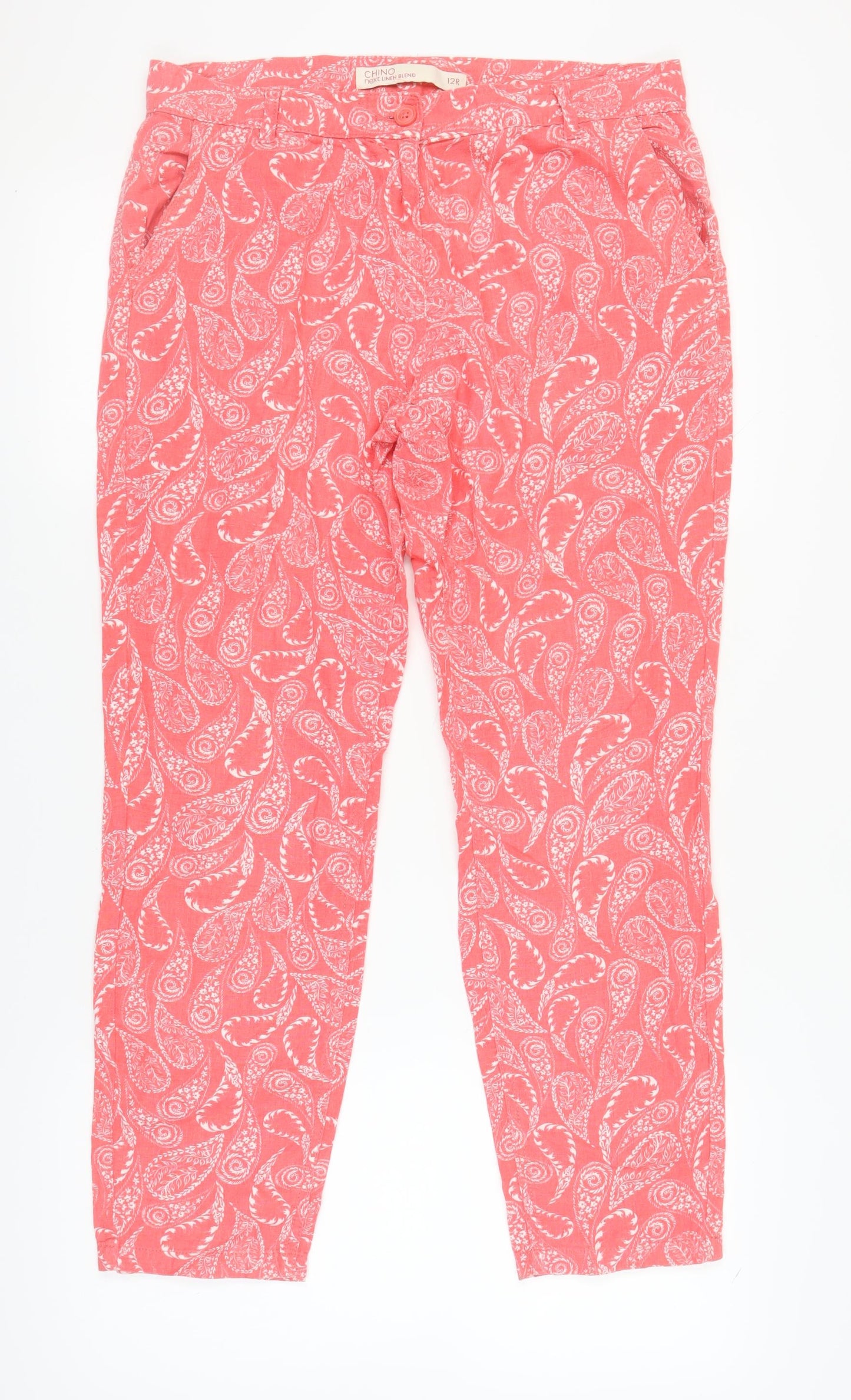 Womens UK Size 12 NEXT Regular Fit Chino Red Trousers