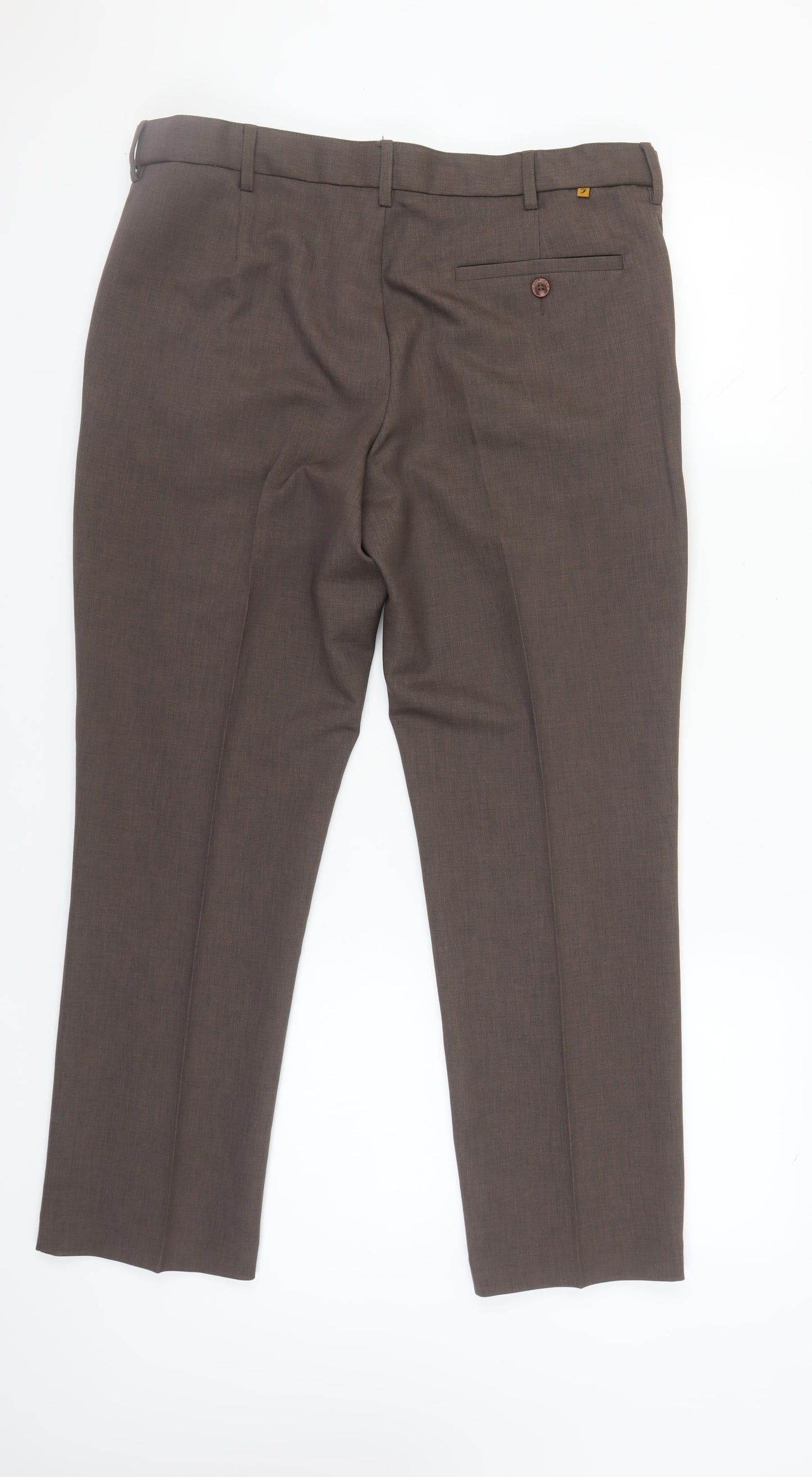 Mens UK Size 36 Farah Classic Fit Dress Pants Brown Trousers