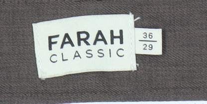 Mens UK Size 36 Farah Classic Fit Dress Pants Brown Trousers