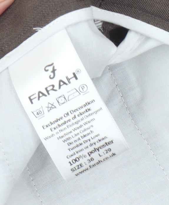 Mens UK Size 36 Farah Classic Fit Dress Pants Brown Trousers